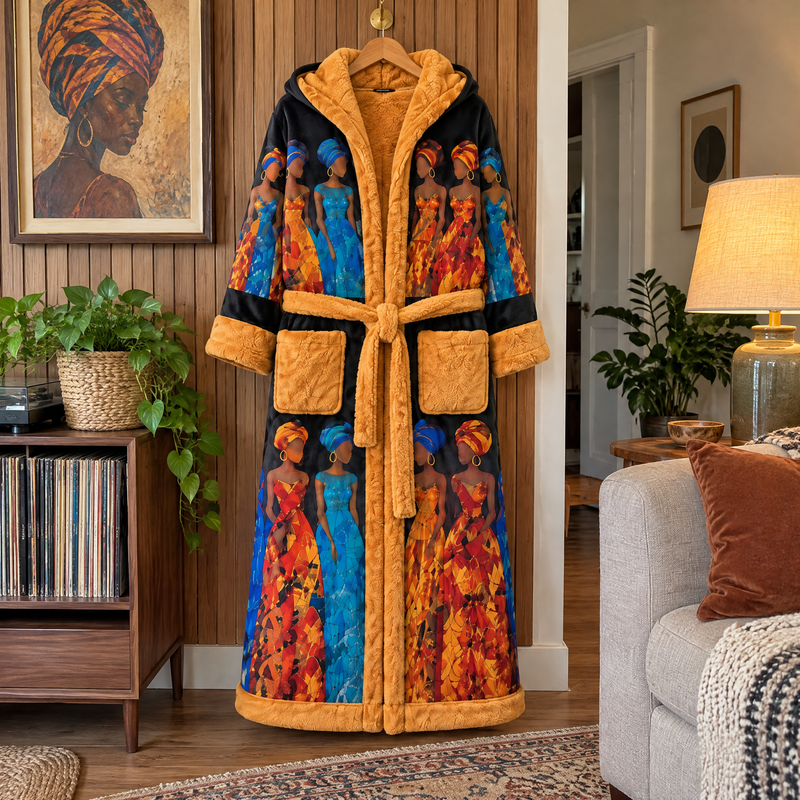 Gold heated robe on a hanger